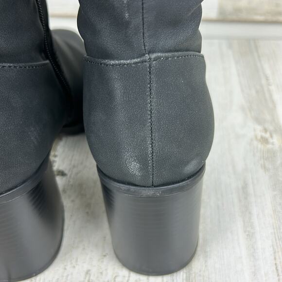 Journee Collection Women’s 11 Black Faux Leather Knee High Heeled Boots NEW - Picture 7 of 13